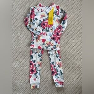 Floral Kids Pajamas - Red and Green